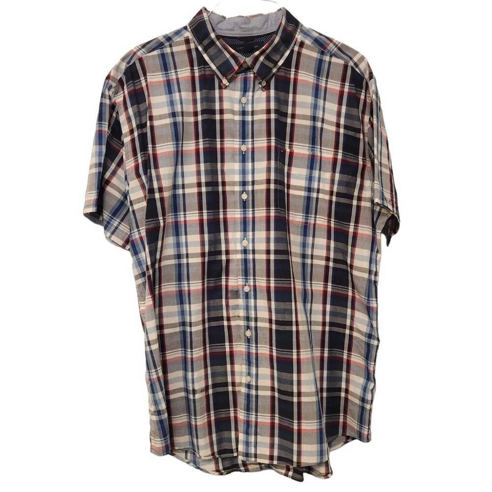 Tommy Hilfiger Plaid Shirt Button Up Short Sleeve Western Mens XXL 2XL UC‎